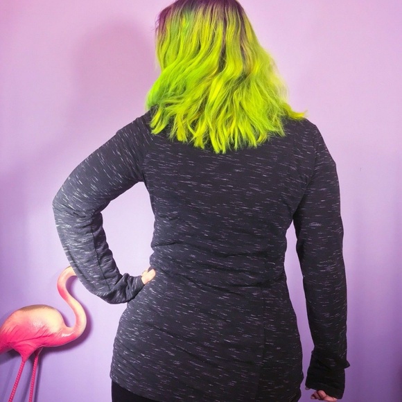 Black Cowl Neck Moto Zip Up Sweater Jacket SZ M - Picture 3 of 4